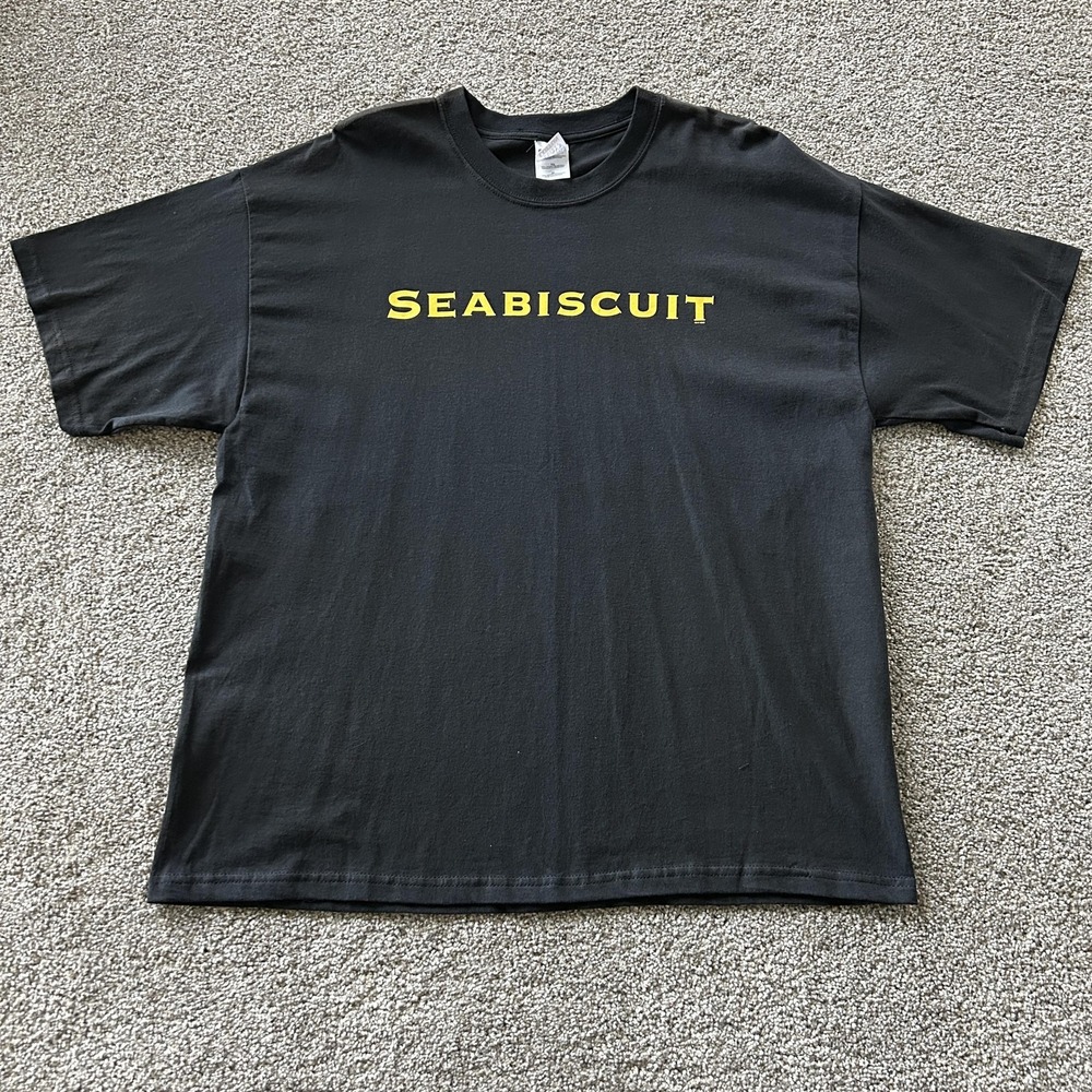 Y2K Seabiscuit Shirt Mens XL Black Graphic Horse Racing Movie Tee T-Shirt Gildan